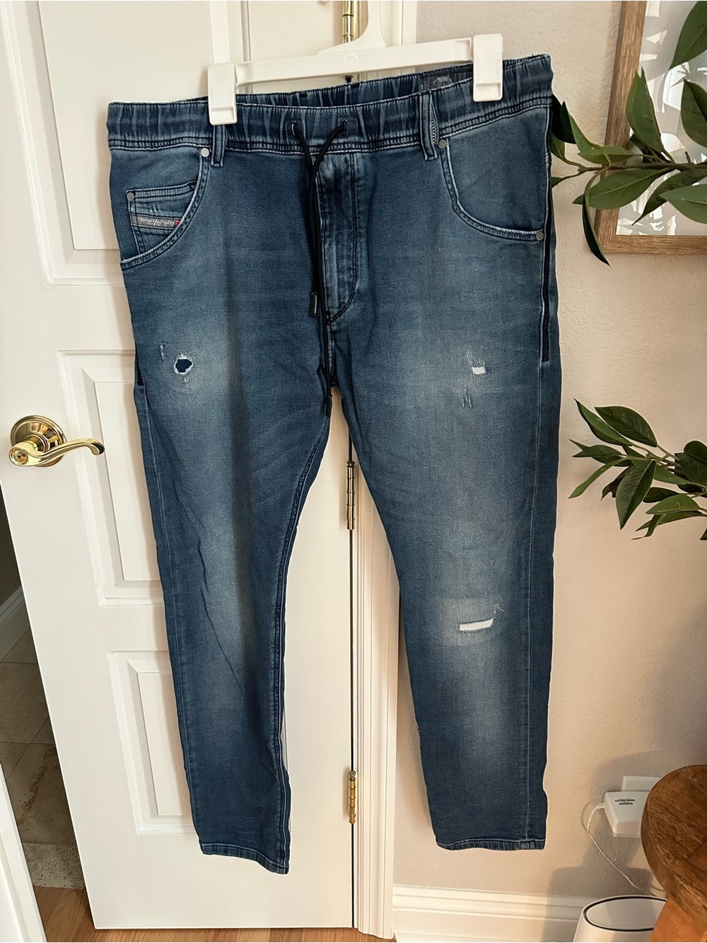 Diesel Krooley Blue Distressed Jogger Jeans